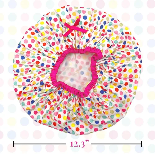 Vista 4 de Gorro de baño y ducha reutilizable forrado, gorro de ducha impermeable de gran tamaño, diseñado para todas las longitudes de cabello con forro