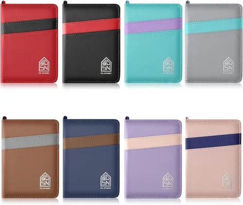 Vista 7 de ELASND Soporte para pasaporte para viaje con cordón para el cuello, funda de pasaporte con bolígrafo, cartera de pasaporte con bloqueo RFID