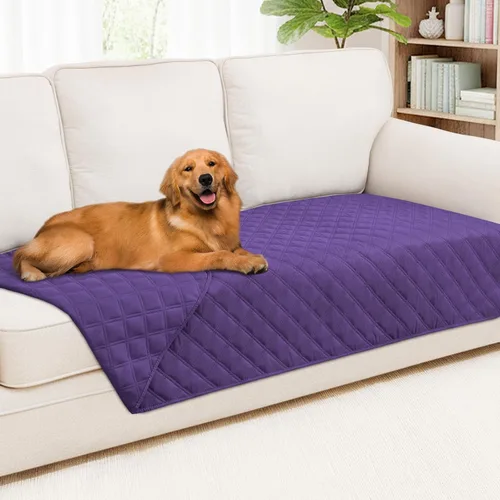Vista 129 de Smiry Funda impermeable para cama de mascota, suave y lavable, para muebles, cama, sofá, reversible, a cuadros (30 x 53 pulgadas, color beige/beige)