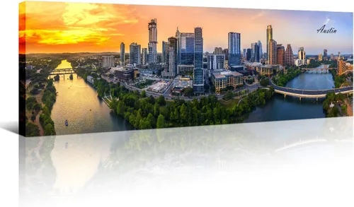 Vista 51 de Atlanta Skyline - Arte de pared para sala de estar, lienzo de paisaje urbano, decoración moderna para el hogar, imágenes panorámicas, edificio