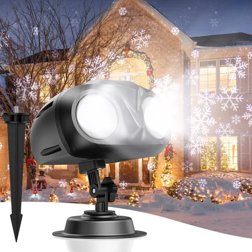 Proyector de copo de nieve de Navidad con luces HD para exteriores, luces LED de doble cabeza con control remoto, IP65 impermeable, para Halloween,
