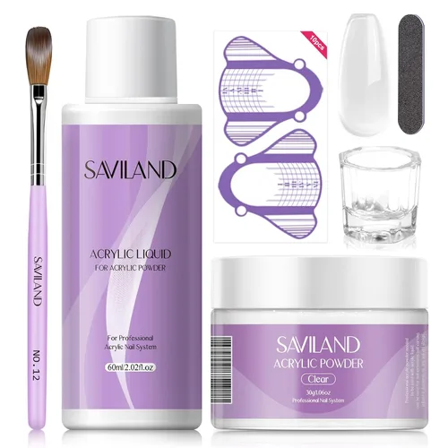 SAVILAND Kit de uñas acrílicas para principiantes con todo, juego de