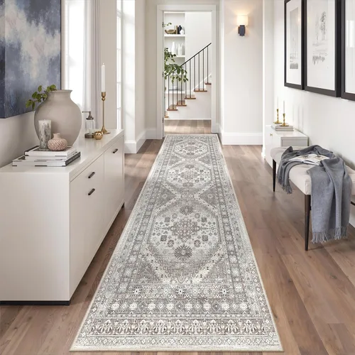 Vista 32 de zesthome Alfombras de área de 5 x 7, lavables a máquina, para sala de estar, dormitorio, resistentes a las manchas, vintage, de gran área, Beige