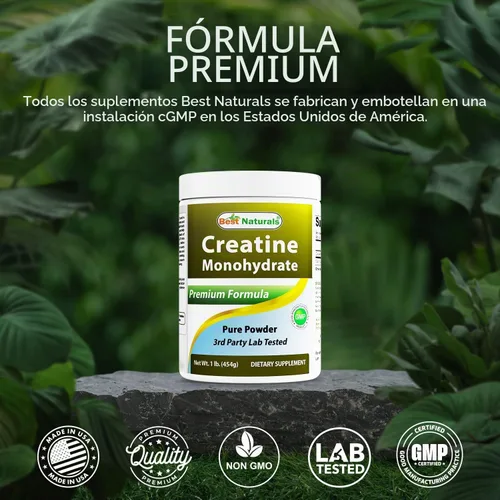 Vista 5 de Best Naturals Monohidrato de creatina, 1 libra de polvo puro (1 libra (paquete de 1))