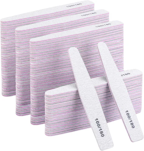 Vista 8 de BTYMS 25 limas de uñas para uñas acrílicas y uñas naturales, grano 100/180, pulidores de uñas negras de doble cara, limas de uñas