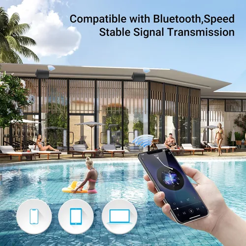 Vista 4 de Herdio Altavoces Bluetooth para exteriores de 4 pulgadas, impermeables, con cable de 200 vatios, interiores, patios, altavoces de montaje en pared