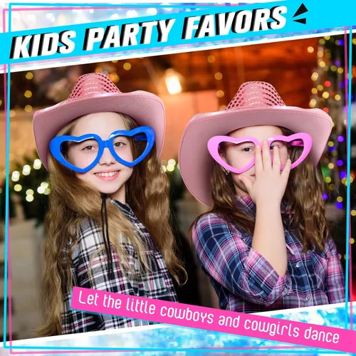 Vista 6 de Tisancy Paquete de 20 sombreros de vaquera con luces LED intermitentes para despedida de soltera, fiesta occidental, boda, novia