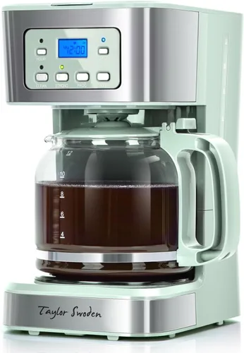 Vista 12 de Taylor Swoden Cafetera programable de 12 tazas, cafetera de goteo regular y fuerte para el hogar y la oficina, jarra de vidrio, pausa y servicio