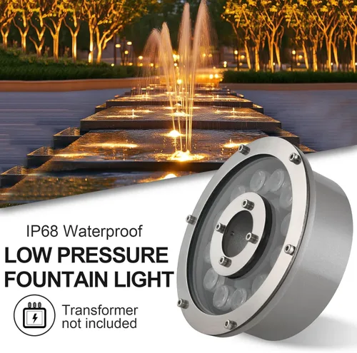 Vista 5 de Luz de fuente de 12 W, 12 V CC, blanco cálido, impermeable, grado IP68, luz LED de paisaje, adecuada para fuentes, cascadas, estanques y tierra