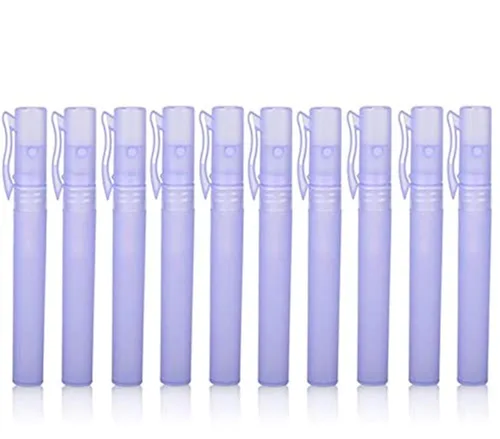 Clip para bolígrafo de 0.3 onzas líquidas, 10 frascos atomizadores de plástico esmerilado, botella de atomizador, botella de pulverización, botella