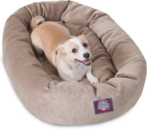 Vista 30 de Majestic Pet Cama para perros calmante de microterciopelo de 24 pulgadas, lavable – Cama redonda suave y acogedora para perros con soporte