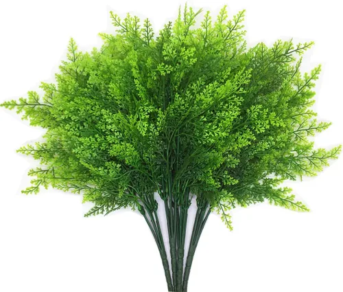 Vista 33 de CATTREE Arbustos artificiales, plantas de plástico, hierba de bambú, arbustos verdes falsos, hojas verdes, bodas, interiores, exteriores, hogar