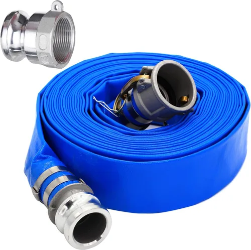 Vista 8 de Manguera de descarga plana de PVC de 2 pulgadas de diámetro interior x 25 pies con conexiones Camlock C y E de aluminio, mangueras de bomba