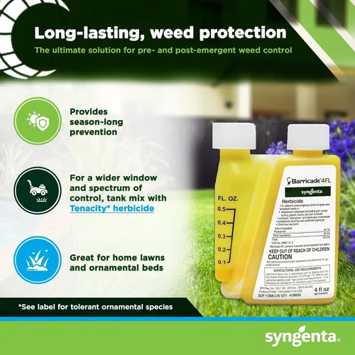 Vista 2 de Barricade 4FL Herbicida Concentrado - Control de malezas preemergente - Prevención de malezas de hoja ancha de larga duración para césped, césped