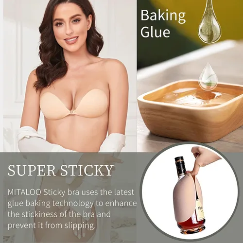 Vista 2 de MITALOO Adhesive Bra Invisible Sticky Strapless Push up Backless Reusable Silicone Covering Nipple Bras