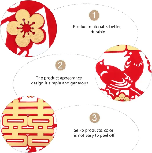 Vista 5 de NUOBESTY 3 calcomanías de boda chinas, suministros de decoración de boda tradicionales, adornos de decoración de platos de frutas y ropa de cama