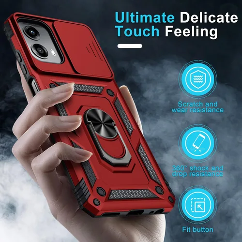 Vista 7 de Janmitta Compatible con Funda Moto G 5G 2024 con Cubierta Deslizante Integrada para Lente de Cámara + Protector de Pantalla + Soporte de Anillo