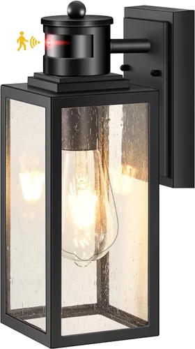 Vista 27 de VIANIS Lámpara de pared dorada para exteriores, sensor de atardecer a amanecer, apliques de montaje en pared exterior para casa, lámparas de pared