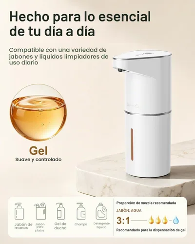 Vista 3 de Fantictas Dispensador automático de jabón líquido, 3 niveles para cocina y Blanco