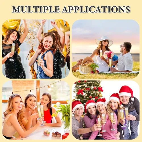 Vista 6 de Copas de champán de plástico acrílico para tostar vino, copas de cóctel desechables de cristal, vasos reutilizables para Navidad, fiestas, bodas