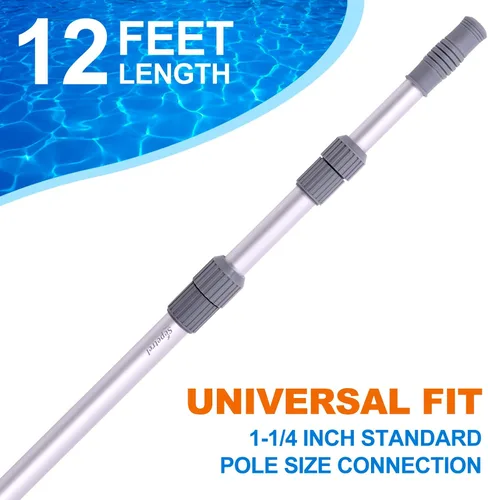 Vista 4 de Sepetrel Poste de piscina – Postes telescópicos profesionales de limpieza de piscina de 12 pies, poste telescópico ajustable, para red