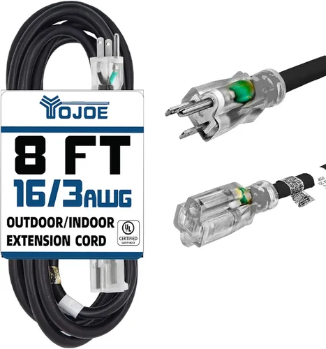 Vista 63 de YOJOE Cable de extensión para interiores y exteriores, calibre 16, SJTW, resistente, 15 pies, color verde, 3 clavijas 13A, resistente a