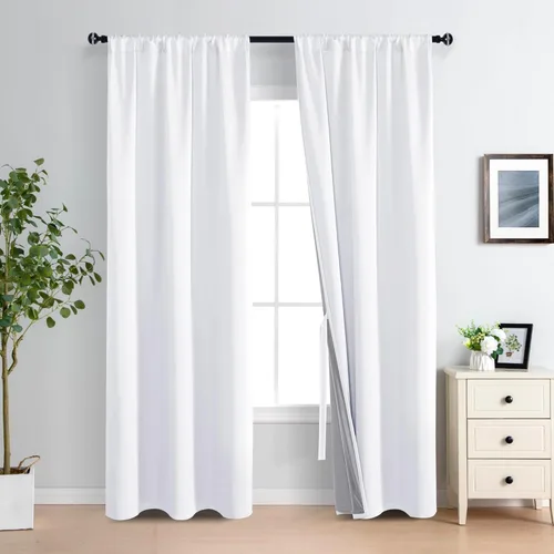 Vista 57 de XWZO Cortinas 100% opacas de 84 pulgadas de largo con alzapaños, protección de privacidad, paneles de ventana de eficiencia energética con forro