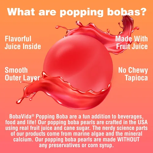 Vista 7 de BobaVida Dark Cherry Boba Pearls – Boba Popping para bebidas, postres y aderezos para alimentos – Perlas de frutas sin OMG – 3 onzas cada una, 10