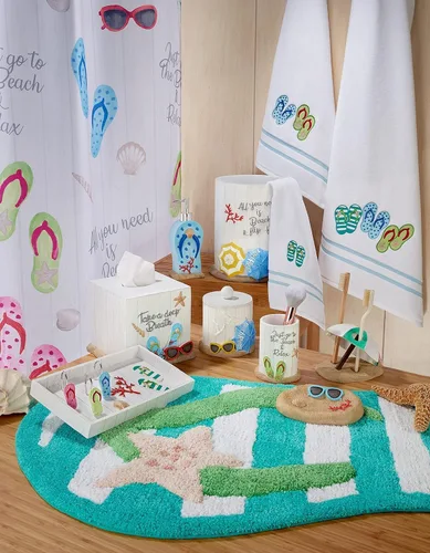 Vista 7 de Avanti Linens - Funda para caja de pañuelos, decoración de baño inspirada en la playa (colección Beach Mode)