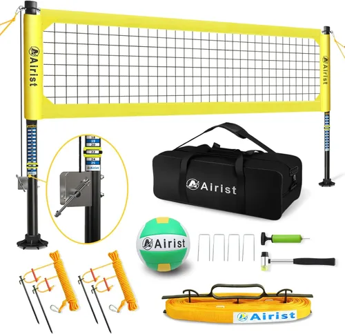 Vista 10 de Red de Voleibol de Servicio Pesado para Exteriores con Sistema de Acero Anti-Combado, Postes de Aluminio Ajustables, Juego de Redes Profesionales