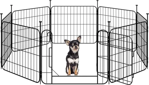 Yaheetech Corralito expandible para perros, 8 paneles de 20 pulgadas con puerta para interiores y exteriores, cerca para mascotas para perros