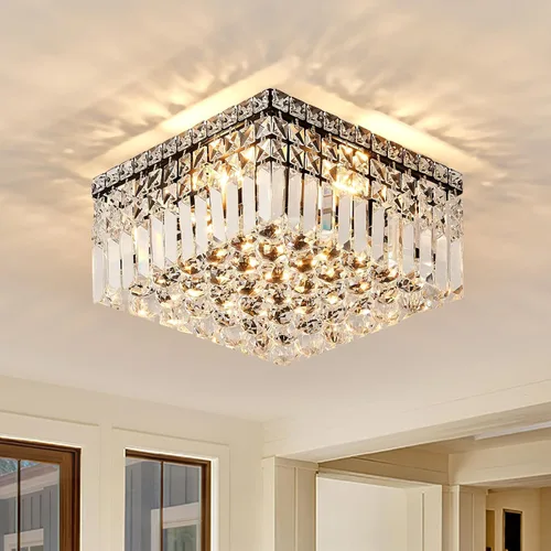 Vista 13 de Luminarias de techo de montaje empotrado modernas de 12 luces, elegante lámpara colgante de araña de cristal para recámara, sala de estar, comedor