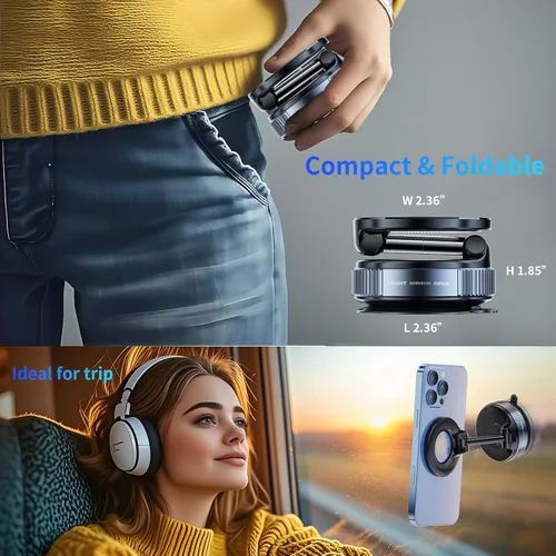 Vista 6 de YAOKEEP Soporte Magnético para Teléfono de Coche para Magsafe [Succión de 96+LBS y 2800gf Magnético], Montura de Succión de Vacío Ajustable 360°