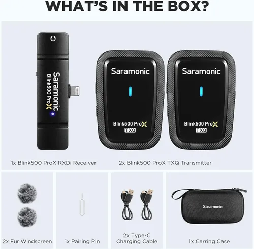 Vista 8 de Saramonic Blink500 Prox - Micrófono inalámbrico Lavalier para iPhone, rango de 164 pies, micrófono inalámbrico para iPhone