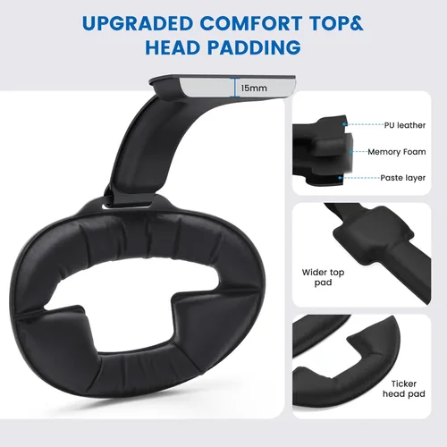 Vista 5 de Lampelc Head Strap Accessories for OculusMeta Quest 3, 6000mah Battery Pack Elite Strap with LED Display, RGB Lights, Headset Strap Replacement for