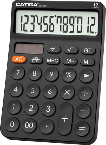 Vista 12 de CATIGA Calculadora de escritorio de 12 dígitos, calculadora básica de escritorio con pantalla LCD grande, botones grandes, 4 funciones, energía dual
