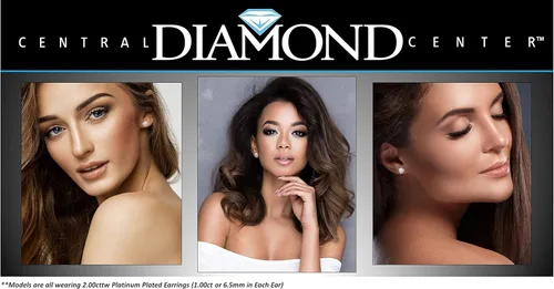 Vista 4 de Aretes NANA de poste de oro y plata, con cristales Swarovski de circonia cúbica de brillo puro de 1.5 a 4 quilates en engaste de 3 garras