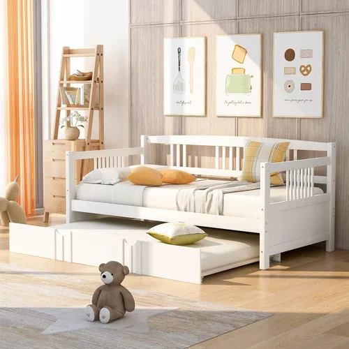 Vista 16 de Merax Sofá Cama Individual con Listones de Madera Soporte Sofá Cama Moderno para Sala de Estar con Rieles, Tamaño Individual, Espresso Oscuro