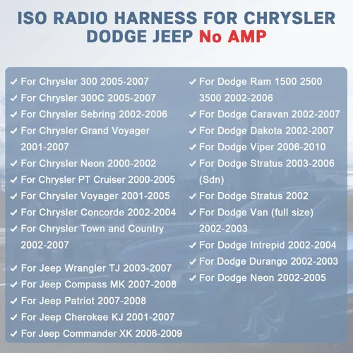 Vista 2 de Arnés de cables de radio de coche ISO para 2002-2007 Dodge RAM Jeep Chrysler, cable de reemplazo de arnés de cableado de radio estéreo, adaptador
