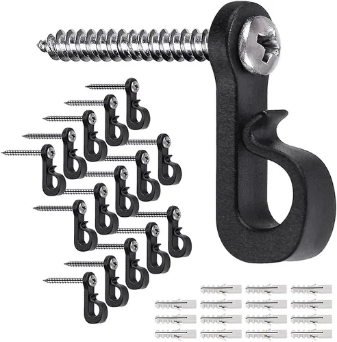 Vista 12 de SELEWARE 20 ganchos Q-Hanger, luces de Navidad para el hogar con tornillo Phillips para garaje, fiesta de Año Nuevo, al aire libre, alambre de fácil