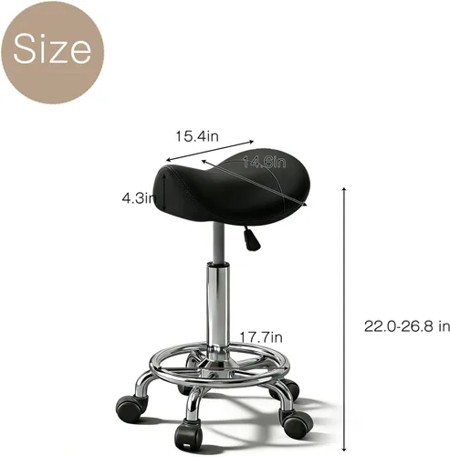 Vista 2 de Taburete con pedal de anillo, silla hidráulica ajustable con ruedas para uso médico, masaje, salón, spa, cocina y dibujo