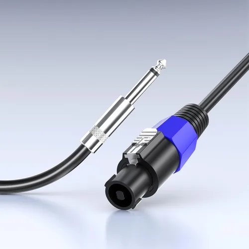 Vista 4 de Paquete de 2 cables de altavoz Speakon de 6 pies a macho de 1/4 pulgadas, cable profesional resistente de calibre 12, cable de conexión de 0.250 in