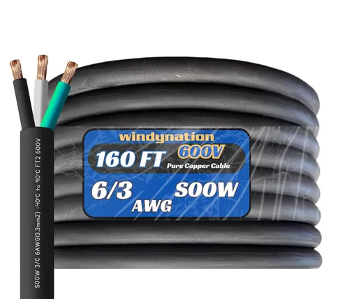 Vista 21 de WindyNation Cable de cable SOOW SO de 5 pies 6/3 6 AWG - Cable de extensión de alimentación portátil de 600 V calibre 6 600 V para cargadores