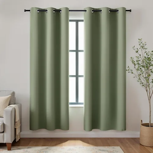 Vista 56 de KOUFALL Cortinas de Baño Aqua para Ventana, Juego de 2 Paneles Decoración Costera Cortinas Cortas Opacas para Ventana Pequeña de Cocina Puerta