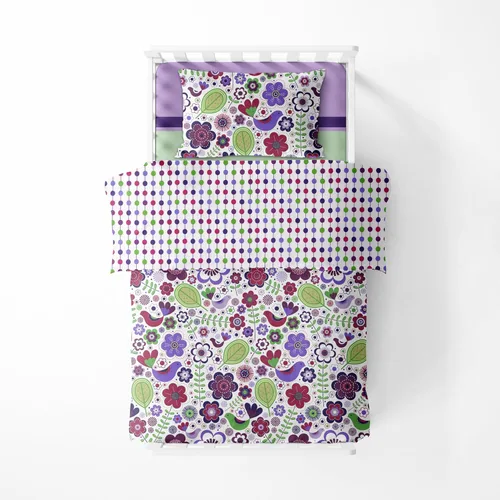 Vista 3 de Bacati - Juego de ropa de cama de algodón de 4 piezas para niñas pequeñas, 100% algodón, incluye edredón reversible, sábana bajera, sábana superior