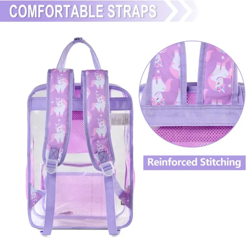 Vista 6 de Mochila transparente, mochila escolar transparente resistente VASCHY, L, Mochilas Daypack