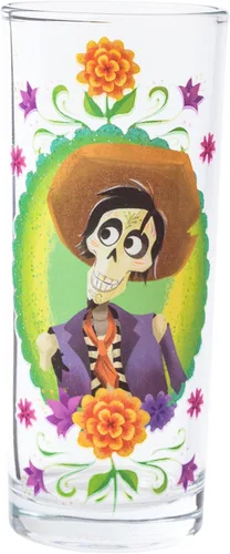 Vista 2 de Silver Buffalo Disney Pixar Coco - Juego de 4 vasos con diseño del Día de los Muertos, 10 onzas