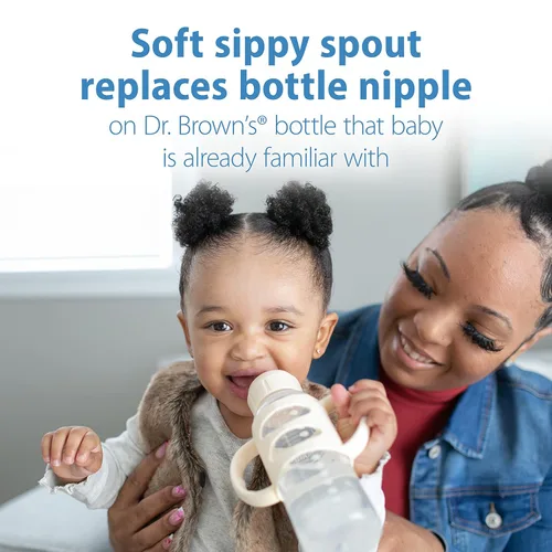Vista 7 de Dr. Brown's Milestones - Botella de sorbete estrecho con sorbete y sorbo, a prueba de derrames, con asas 100% de silicona y hitos, botella