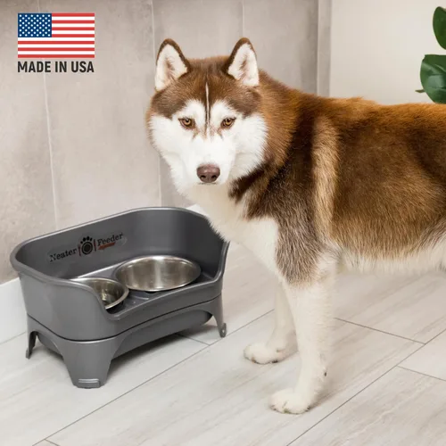 Vista 2 de Neater Feeder Express Cuencos para Perros a Prueba de Desorden Elevados para Razas Medianas y Grandes – Fabricado en EE. UU. – Comedero Lento