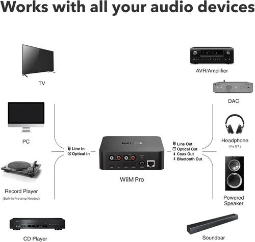 Vista 6 de WiiM Pro AirPlay 2 Receptor, Google Cast Audio, Transmisor Multisala WiFi, Compatible con Alexa, Siri y Google Assistant, Transmite Audio de Alta